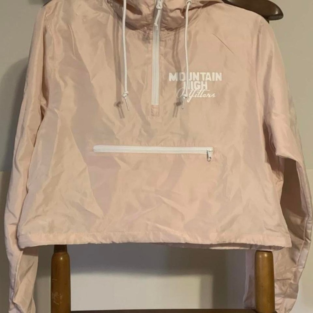Mountain‎ High Outfitters Cropped Windbreaker Jacket Womens S NWT Pink 1/4 Zip
